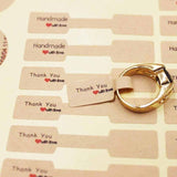 100PCS multi style paper folded ring labels white/kraft thank you self adhesive price labels sticker for jewelry  6*1.20cm