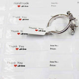 100PCS multi style paper folded ring labels white/kraft thank you self adhesive price labels sticker for jewelry  6*1.20cm