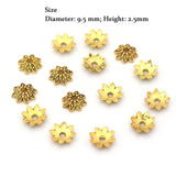 100Pcs 8 Petals Flower Loose Sparer End Bead Caps for Jewelry Making Finding Diy Bracelet Accessories Component Wholesale Supply