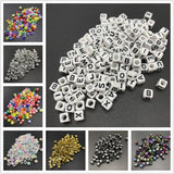 100pcs 6mm Mix Letter Beads Square Alphabet Beads Acrylic Beads DIY Jewelry Making For Bracelet Necklace Accessories