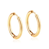 11.11 LUXUSTEEL Hoop Earrings Women Gold/Silver/Rose Gold/Black Color Round Circle Earring Ear Ring Clip Earrings aretes Mujer