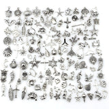 120pcs/lot Mixed Antique Silver Color European Bracelets Charm Pendants Fashion Jewelry Making Findings DIY Charms Handmade
