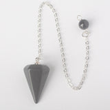 14X22MM Small Size Amethysts Lapis Opal Clear Crystal Stone Cone Chain Dowsing Healing Chakra Hexagon Pendulum With Chain 1PC