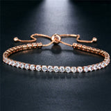 17KM New Round Tennis Bracelet For Women Rose Gold Silver Color Cubic Zirconia Charm Bracelets & Bangles Femme Wedding Jewelry