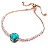 17KM New Round Tennis Bracelet For Women Rose Gold Silver Color Cubic Zirconia Charm Bracelets & Bangles Femme Wedding Jewelry