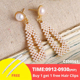 17KM Oversize Pearl Hoop Earrings For Women Girls Unique Twisted Big Earrings Circle Earring Brinco Statement Fashion Jewelry