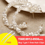 17KM Oversize Pearl Hoop Earrings For Women Girls Unique Twisted Big Earrings Circle Earring Brinco Statement Fashion Jewelry