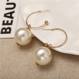 17KM Oversize Pearl Hoop Earrings For Women Girls Unique Twisted Big Earrings Circle Earring Brinco Statement Fashion Jewelry