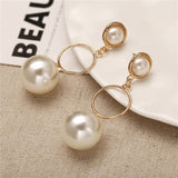 17KM Oversize Pearl Hoop Earrings For Women Girls Unique Twisted Big Earrings Circle Earring Brinco Statement Fashion Jewelry