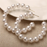 17KM Oversize Pearl Hoop Earrings For Women Girls Unique Twisted Big Earrings Circle Earring Brinco Statement Fashion Jewelry