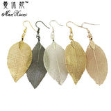 2018 Fashion Bohemian Long Earrings Unique Natural Real Leaf Big Earrings For Women  Jewelry Gift oorbellen pendientes mujer mod