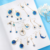 2018 New Creative Blue Universe Asymmetric Earrings For Girl Ear Accessories Cute Moon Star Drop Pendientes Tassel Brincos