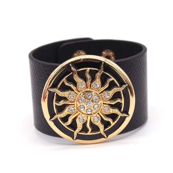 2018 New Fashion Leather Bracelets for Women Wide Circle Buckle Bracelet & Bangles Adjustable Wrap Bracelet Women Jewelry Gift