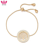 2018 New pulseira mujer moda Clear Crystal Gold Charm Bracelets Bangles For Women Tree of Life Adjustable Bracelet Jewelry Gift