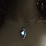 2019 Moon Glowing Necklace Gem Charm Jewelry Silver Plated Women Halloween Pendant Hollow Luminous Stone Pendant Necklace Gifts