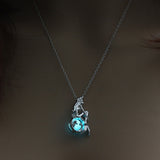 2019 Moon Glowing Necklace Gem Charm Jewelry Silver Plated Women Halloween Pendant Hollow Luminous Stone Pendant Necklace Gifts