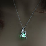 2019 Moon Glowing Necklace Gem Charm Jewelry Silver Plated Women Halloween Pendant Hollow Luminous Stone Pendant Necklace Gifts