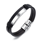 2019 New Design Multi-layers Handmade Braided Genuine Leather Bracelet & Bangle For Men Fashion Stainless Steel Bangles Jewelry