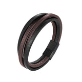 2019 New Design Multi-layers Handmade Braided Genuine Leather Bracelet & Bangle For Men Stainless Steel Fashion Bangles Gifts