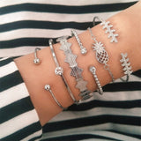 21 Styles Classic Arrow Knot Round Crystal Gem Multilayer Adjustable Open Bracelet Set Women Fashion Party Jewelry Gift