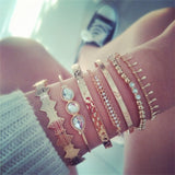 21 Styles Classic Arrow Knot Round Crystal Gem Multilayer Adjustable Open Bracelet Set Women Fashion Party Jewelry Gift