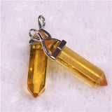 24pcs/lot Healing Point Chakra Pendants Hexagonal Quartz Crystals Bullet Shape Stone DIY Pendulum Beads For Jewelry Making Free