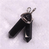 24pcs/lot Healing Point Chakra Pendants Hexagonal Quartz Crystals Bullet Shape Stone DIY Pendulum Beads For Jewelry Making Free