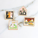 3~6pcs/set Cat rose bird koi sakura cool car Brooch Button Pins Denim lapel pin badge Fashion cartoon jewelry Gift for Kids girl