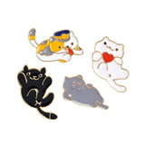 3-9 Pcs/Set Cartoon Enamel Animal Brooch Cat Kitten Dog Hippo Button Pins Shirt Jacket Lapel Pin Collar Badge Jewelry