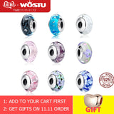 32 Styles Real 925 Sterling Silver Effervescence Murano Glass Beads Fit Original Charm Bracelet Authentic S925 Jewelry