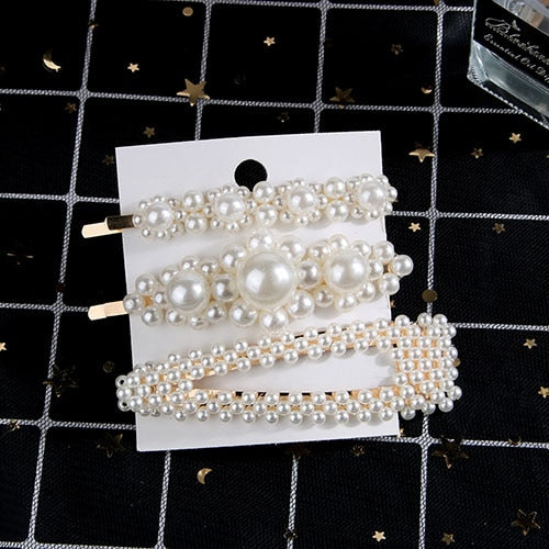 5 PCS / Set Korea Metal Full Pearl Hair Pins Women Hair Clip Pin Barrette Headwear Hairpins Jewelry Accessories Hair Ornament