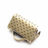 50Pcs Gold Plated Ribbon Crimp End Caps of Necklace String Ribbon Clip Bracelet Cord Foldover Bracelet Connectors Finding HK006