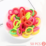 50Pcs/lot Women Hair Jewelry Children's Candy Color Elastic Hair Ring Hair Band Cute Hair Accessories Hair Rope Headpiece Gifts