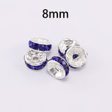 50pcs/lot 4 6 8 10mm Gold Silver Rhinestone Rondelles Crystal Bead Loose Spacer Beads for DIY Jewelry Making Accessories Supplie
