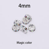 50pcs/lot 4 6 8 10mm Gold Silver Rhinestone Rondelles Crystal Bead Loose Spacer Beads for DIY Jewelry Making Accessories Supplie