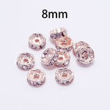 50pcs/lot 4 6 8 10mm Gold Silver Rhinestone Rondelles Crystal Bead Loose Spacer Beads for DIY Jewelry Making Accessories Supplie
