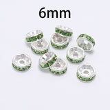 50pcs/lot 4 6 8 10mm Gold Silver Rhinestone Rondelles Crystal Bead Loose Spacer Beads for DIY Jewelry Making Accessories Supplie