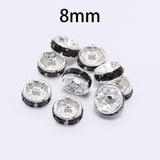 50pcs/lot 4 6 8 10mm Gold Silver Rhinestone Rondelles Crystal Bead Loose Spacer Beads for DIY Jewelry Making Accessories Supplie