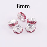 50pcs/lot 4 6 8 10mm Gold Silver Rhinestone Rondelles Crystal Bead Loose Spacer Beads for DIY Jewelry Making Accessories Supplie