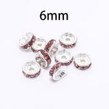 50pcs/lot 4 6 8 10mm Gold Silver Rhinestone Rondelles Crystal Bead Loose Spacer Beads for DIY Jewelry Making Accessories Supplie