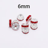 50pcs/lot 4 6 8 10mm Gold Silver Rhinestone Rondelles Crystal Bead Loose Spacer Beads for DIY Jewelry Making Accessories Supplie