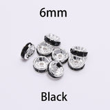 50pcs/lot 4 6 8 10mm Gold Silver Rhinestone Rondelles Crystal Bead Loose Spacer Beads for DIY Jewelry Making Accessories Supplie
