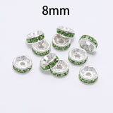 50pcs/lot 4 6 8 10mm Gold Silver Rhinestone Rondelles Crystal Bead Loose Spacer Beads for DIY Jewelry Making Accessories Supplie