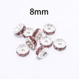 50pcs/lot 4 6 8 10mm Gold Silver Rhinestone Rondelles Crystal Bead Loose Spacer Beads for DIY Jewelry Making Accessories Supplie