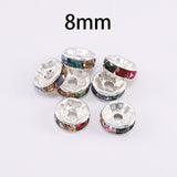 50pcs/lot 4 6 8 10mm Gold Silver Rhinestone Rondelles Crystal Bead Loose Spacer Beads for DIY Jewelry Making Accessories Supplie