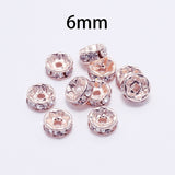 50pcs/lot 4 6 8 10mm Gold Silver Rhinestone Rondelles Crystal Bead Loose Spacer Beads for DIY Jewelry Making Accessories Supplie