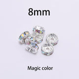 50pcs/lot 4 6 8 10mm Gold Silver Rhinestone Rondelles Crystal Bead Loose Spacer Beads for DIY Jewelry Making Accessories Supplie