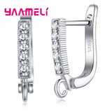 925 Sterling Silver Leverback Earwire Austrian Crystal Hoop Earring Findings for DIY Jewelry Connector Making Components