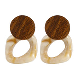 AENSOA Fashion Big Resin Drop Earrings For Women 2019 New Acetic Acid Large Korea Square Earrings Trendy Wood Geometric Jewelry