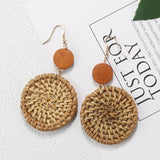 AENSOA Multiple 2019 Korea Handmade Bamboo Braid Pendent Drop Earrings New Fashion Rattan Vine Knit Long Earrings For Women Girl